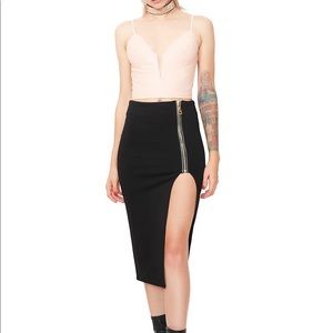 Asymmetrical Slit Pencil Skirt